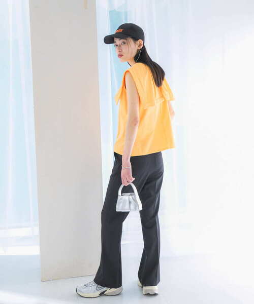 URBAN RESEARCH ROSSO WOMEN(アーバンリサーチ ロッソ)の「ケープデザインTシャツ(Tシャツ/カットソー・レディース・ネイビー/オフホワイト/オレンジ・FREE)」の8枚目の写真