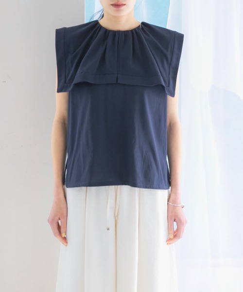 URBAN RESEARCH ROSSO WOMEN(アーバンリサーチ ロッソ)の「ケープデザインTシャツ(Tシャツ/カットソー・レディース・ネイビー/オフホワイト/オレンジ・FREE)」の9枚目の写真