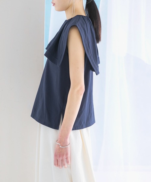 URBAN RESEARCH ROSSO WOMEN(アーバンリサーチ ロッソ)の「ケープデザインTシャツ(Tシャツ/カットソー・レディース・ネイビー/オフホワイト/オレンジ・FREE)」の10枚目の写真