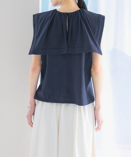 URBAN RESEARCH ROSSO WOMEN(アーバンリサーチ ロッソ)の「ケープデザインTシャツ(Tシャツ/カットソー・レディース・ネイビー/オフホワイト/オレンジ・FREE)」の11枚目の写真