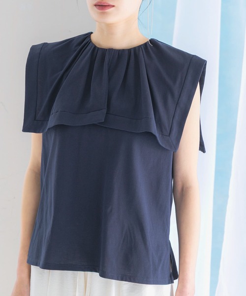 URBAN RESEARCH ROSSO WOMEN(アーバンリサーチ ロッソ)の「ケープデザインTシャツ(Tシャツ/カットソー・レディース・ネイビー/オフホワイト/オレンジ・FREE)」の13枚目の写真