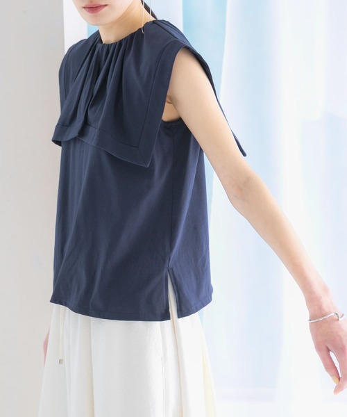 URBAN RESEARCH ROSSO WOMEN(アーバンリサーチ ロッソ)の「ケープデザインTシャツ(Tシャツ/カットソー・レディース・ネイビー/オフホワイト/オレンジ・FREE)」の14枚目の写真