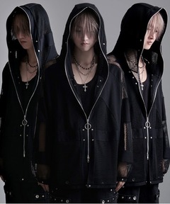 ASSORTED SUN FADED GROMMET ZIP HOODIE／アソートサンフェード加工