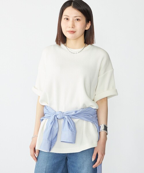 SHIPS(シップス)の「SHIPS: ベーシック ワッフル ショートスリーブ(Tシャツ/カットソー・メンズ・グレー/ピンク/ホワイト/ライトブルー・X-LARGE/LARGE/MEDIUM/SMALL)」の2枚目の写真