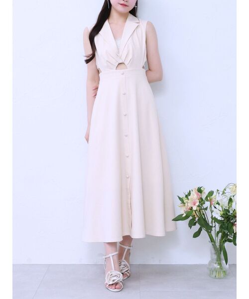 EATME(イートミー)の「テーラードカラーカットアウトワンピース(ワンピース・レディース・グリーン/イエロー/アイボリー・MEDIUM/SMALL)」の2枚目の写真