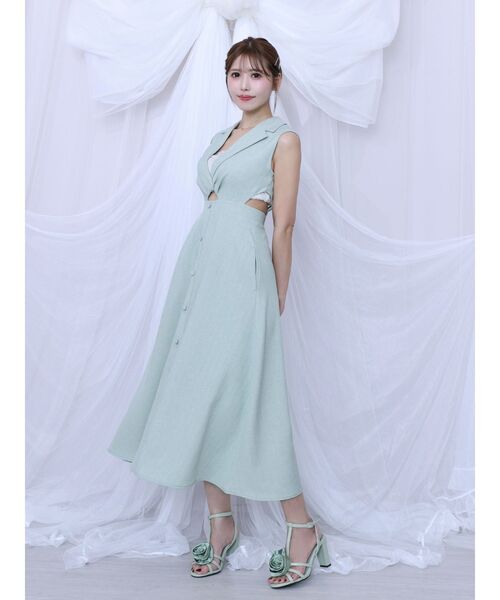 EATME(イートミー)の「テーラードカラーカットアウトワンピース(ワンピース・レディース・グリーン/イエロー/アイボリー・MEDIUM/SMALL)」の11枚目の写真