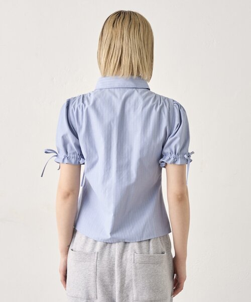Six M（シックスエム）の「【SixM/シックスエム】ギャザーリボンパフブラウス（シャツ/ブラウス・レディース・サックスブルー/オフホワイト・FREE）」の14枚目の写真
