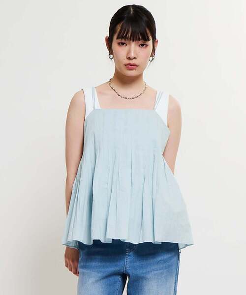 SOFFITTO（ソフィット）の「インド綿タックフレアーキャミブラウス（シャツ/ブラウス・レディース・ホワイト/ブラック/ミント・FREE）」の3枚目の写真