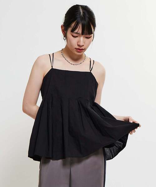 SOFFITTO（ソフィット）の「インド綿タックフレアーキャミブラウス（シャツ/ブラウス・レディース・ホワイト/ブラック/ミント・FREE）」の2枚目の写真