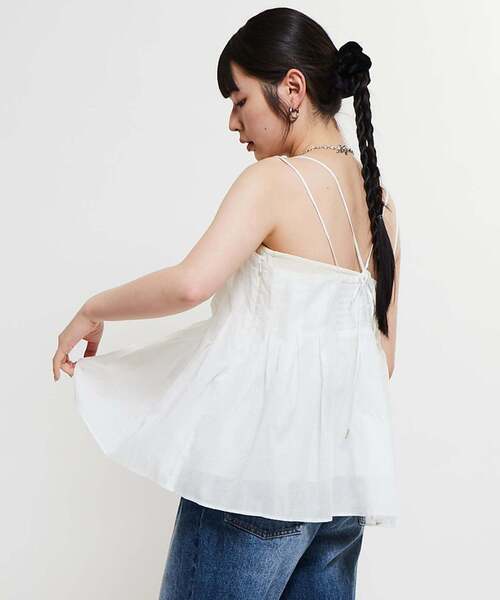 SOFFITTO（ソフィット）の「インド綿タックフレアーキャミブラウス（シャツ/ブラウス・レディース・ホワイト/ブラック/ミント・FREE）」の4枚目の写真