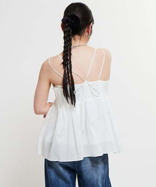 SOFFITTO（ソフィット）の「インド綿タックフレアーキャミブラウス（シャツ/ブラウス・レディース・ホワイト/ブラック/ミント・FREE）」の5枚目の写真