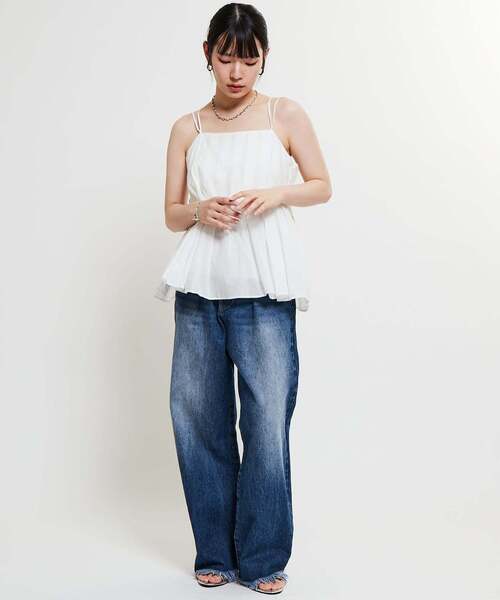 SOFFITTO（ソフィット）の「インド綿タックフレアーキャミブラウス（シャツ/ブラウス・レディース・ホワイト/ブラック/ミント・FREE）」の7枚目の写真