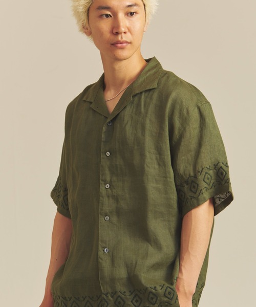 JACKROSE(ジャックローズ)の「BAYCANT リネン100% オープンカラーSSシャツ(シャツ/ブラウス・メンズ・カーキ/ブラック/ナチュラル・M/XL/L)」の3枚目の写真
