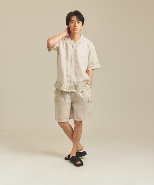 JACKROSE(ジャックローズ)の「BAYCANT リネン100% オープンカラーSSシャツ(シャツ/ブラウス・メンズ・カーキ/ブラック/ナチュラル・M/XL/L)」の7枚目の写真