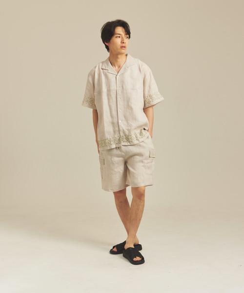 JACKROSE(ジャックローズ)の「BAYCANT リネン100% オープンカラーSSシャツ(シャツ/ブラウス・メンズ・カーキ/ブラック/ナチュラル・M/XL/L)」の8枚目の写真
