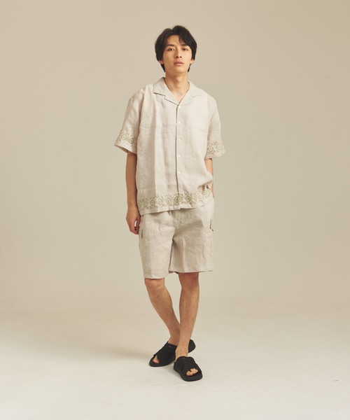JACKROSE(ジャックローズ)の「BAYCANT リネン100% オープンカラーSSシャツ(シャツ/ブラウス・メンズ・カーキ/ブラック/ナチュラル・M/XL/L)」の9枚目の写真