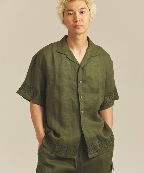 JACKROSE(ジャックローズ)の「BAYCANT リネン100% オープンカラーSSシャツ(シャツ/ブラウス・メンズ・カーキ/ブラック/ナチュラル・M/XL/L)」の16枚目の写真