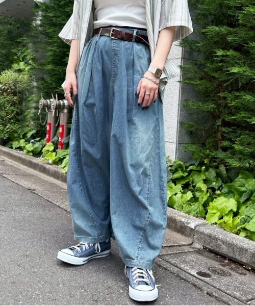 セール】4.5oz 接触冷感デニムワイドパンツ（その他パンツ