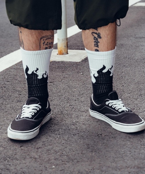 Subciety（サブサエティ）の「Fire socks（ソックス/靴下・メンズ・レッド/ホワイト・FREE）」の8枚目の写真