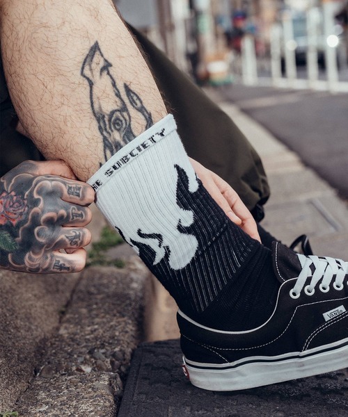 Subciety（サブサエティ）の「Fire socks（ソックス/靴下・メンズ・レッド/ホワイト・FREE）」の10枚目の写真