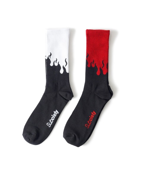 Subciety（サブサエティ）の「Fire socks（ソックス/靴下・メンズ・レッド/ホワイト・FREE）」の3枚目の写真