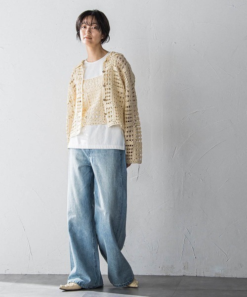 MAYSON GREY(メイソングレイ)の「クロシェニットカーディガン≪手洗い可能≫(カーディガン/ボレロ・レディース・オフホワイト/ブラウン・M)」の8枚目の写真