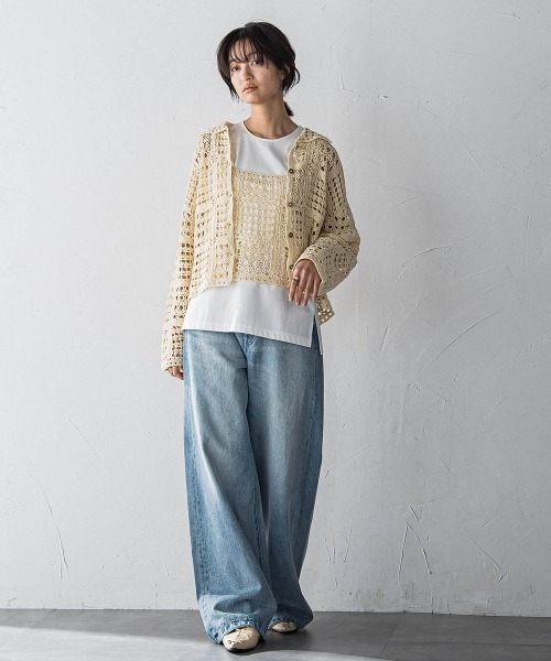 MAYSON GREY(メイソングレイ)の「クロシェニットカーディガン≪手洗い可能≫(カーディガン/ボレロ・レディース・オフホワイト/ブラウン・M)」の11枚目の写真