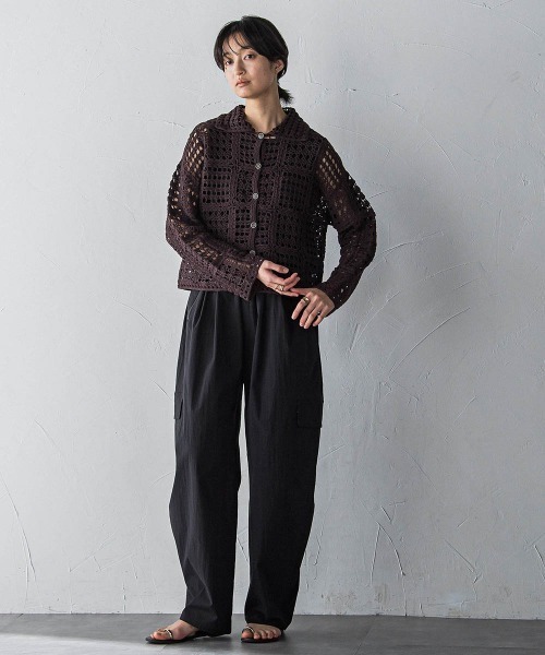 MAYSON GREY(メイソングレイ)の「クロシェニットカーディガン≪手洗い可能≫(カーディガン/ボレロ・レディース・オフホワイト/ブラウン・M)」の17枚目の写真