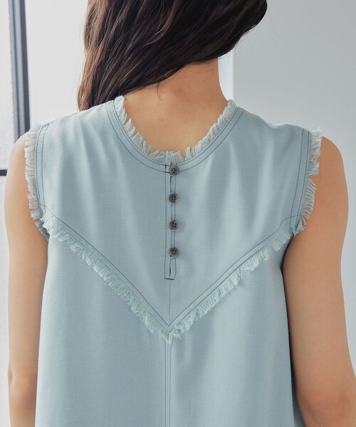 EMMEL REFINES（エメルリファインズ）の「＜EMMEL REFINES＞EM フリンジステッチ ノースリーブ ワンピース（ワンピース・レディース・ブラック/ライトブルー・M/S）」の8枚目の写真