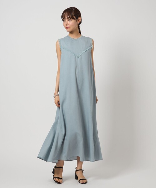 EMMEL REFINES（エメルリファインズ）の「＜EMMEL REFINES＞EM フリンジステッチ ノースリーブ ワンピース（ワンピース・レディース・ブラック/ライトブルー・M/S）」の10枚目の写真