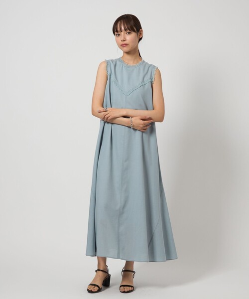 EMMEL REFINES（エメルリファインズ）の「＜EMMEL REFINES＞EM フリンジステッチ ノースリーブ ワンピース（ワンピース・レディース・ブラック/ライトブルー・M/S）」の11枚目の写真