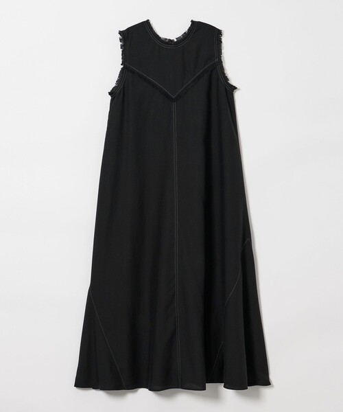 ノースリーブ黒ワンピース フリンジ装飾 セール】＜EMMEL REFINES＞EM フリンジステッチ ノースリーブ