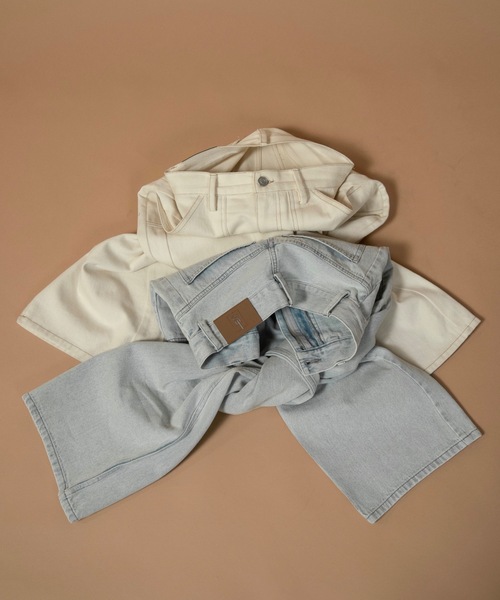 lawgy（ラウジー）の「nuance wave lawgy patch denim / ニュアンスウェーブlawgyパッチデニム（デニムパンツ・レディース・サックスブルー/ホワイト/ブラウン・FREE/SMALL）」の22枚目の写真