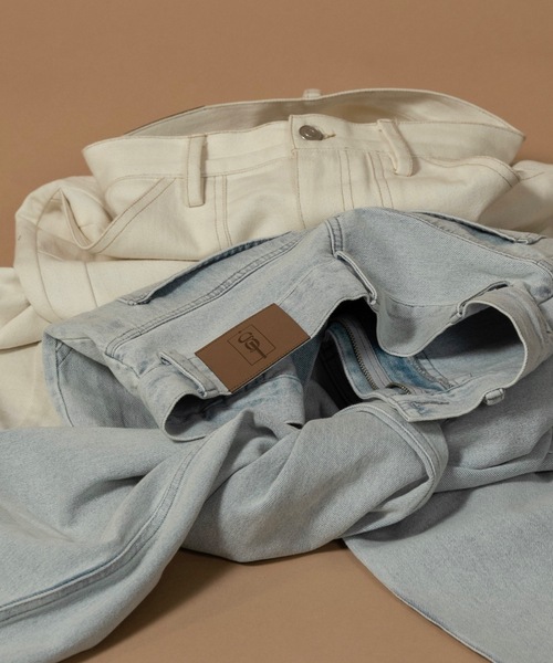 lawgy（ラウジー）の「nuance wave lawgy patch denim / ニュアンスウェーブlawgyパッチデニム（デニムパンツ・レディース・サックスブルー/ホワイト/ブラウン・FREE/SMALL）」の16枚目の写真