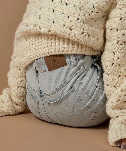 lawgy（ラウジー）の「nuance wave lawgy patch denim / ニュアンスウェーブlawgyパッチデニム（デニムパンツ・レディース・サックスブルー/ホワイト/ブラウン・FREE/SMALL）」の13枚目の写真