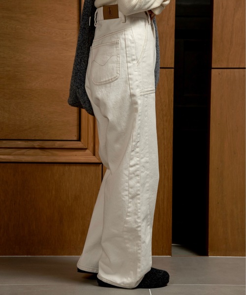 lawgy（ラウジー）の「nuance wave lawgy patch denim / ニュアンスウェーブlawgyパッチデニム（デニムパンツ・レディース・サックスブルー/ホワイト/ブラウン・FREE/SMALL）」の21枚目の写真