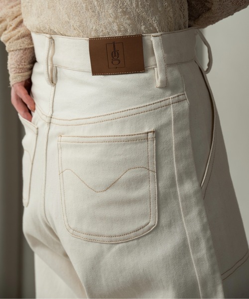 lawgy（ラウジー）の「nuance wave lawgy patch denim / ニュアンスウェーブlawgyパッチデニム（デニムパンツ・レディース・サックスブルー/ホワイト/ブラウン・FREE/SMALL）」の20枚目の写真