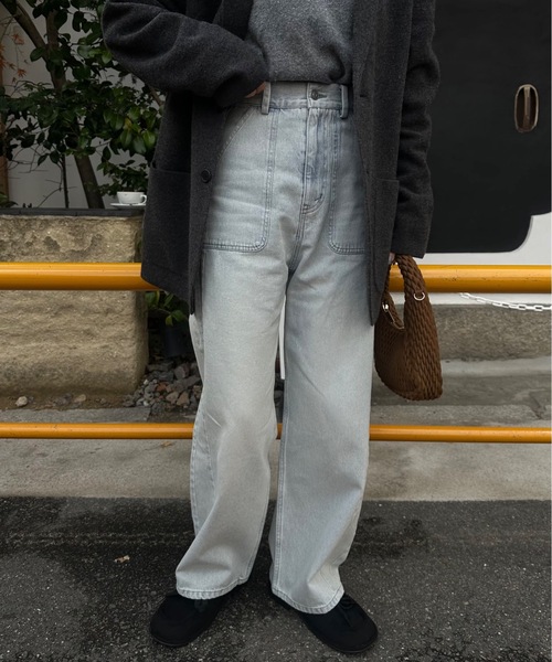 lawgy(ラウジー)の「nuance wave lawgy patch denim / ニュアンスウェーブlawgyパッチデニム(デニムパンツ・レディース・サックスブルー/ホワイト/ブラウン・FREE/SMALL)」の7枚目の写真