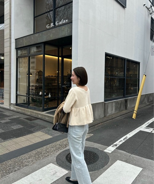 lawgy(ラウジー)の「nuance wave lawgy patch denim / ニュアンスウェーブlawgyパッチデニム(デニムパンツ・レディース・サックスブルー/ホワイト/ブラウン・FREE/SMALL)」の9枚目の写真