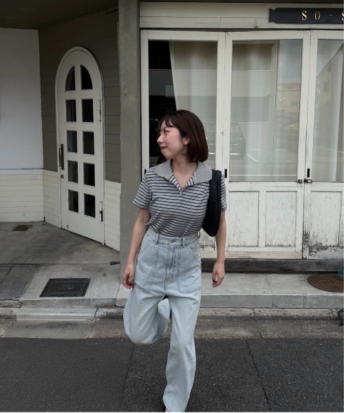 lawgy(ラウジー)の「nuance wave lawgy patch denim / ニュアンスウェーブlawgyパッチデニム(デニムパンツ・レディース・サックスブルー/ホワイト/ブラウン・FREE/SMALL)」の21枚目の写真