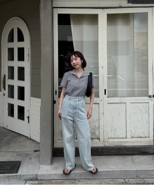 lawgy(ラウジー)の「nuance wave lawgy patch denim / ニュアンスウェーブlawgyパッチデニム(デニムパンツ・レディース・サックスブルー/ホワイト/ブラウン・FREE/SMALL)」の20枚目の写真
