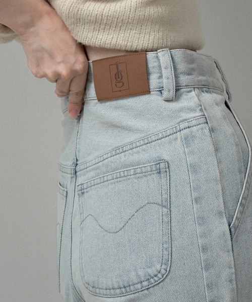 lawgy(ラウジー)の「nuance wave lawgy patch denim / ニュアンスウェーブlawgyパッチデニム(デニムパンツ・レディース・サックスブルー/ホワイト/ブラウン・FREE/SMALL)」の13枚目の写真