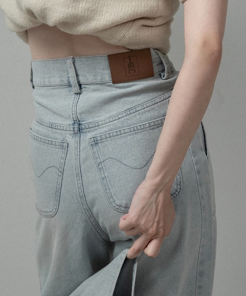 lawgy(ラウジー)の「nuance wave lawgy patch denim / ニュアンスウェーブlawgyパッチデニム(デニムパンツ・レディース・サックスブルー/ホワイト/ブラウン・FREE/SMALL)」の11枚目の写真