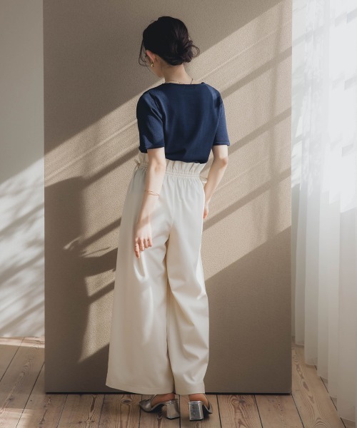 Petitjo（プッチージョ）の「小さいサイズ　ハーフスリーブニット　低身長さん・小柄女性（ニット/セーター・レディース・グレイッシュベージュ/ネイビー・PSS/PS/PM/PL）」の10枚目の写真