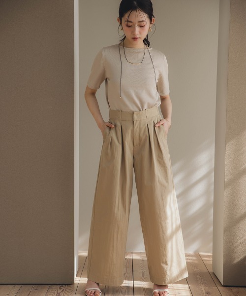 Petitjo（プッチージョ）の「小さいサイズ　ハーフスリーブニット　低身長さん・小柄女性（ニット/セーター・レディース・グレイッシュベージュ/ネイビー・PSS/PS/PM/PL）」の17枚目の写真