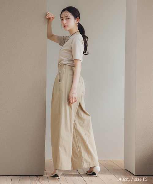 Petitjo（プッチージョ）の「小さいサイズ　ハーフスリーブニット　低身長さん・小柄女性（ニット/セーター・レディース・グレイッシュベージュ/ネイビー・PSS/PS/PM/PL）」の20枚目の写真