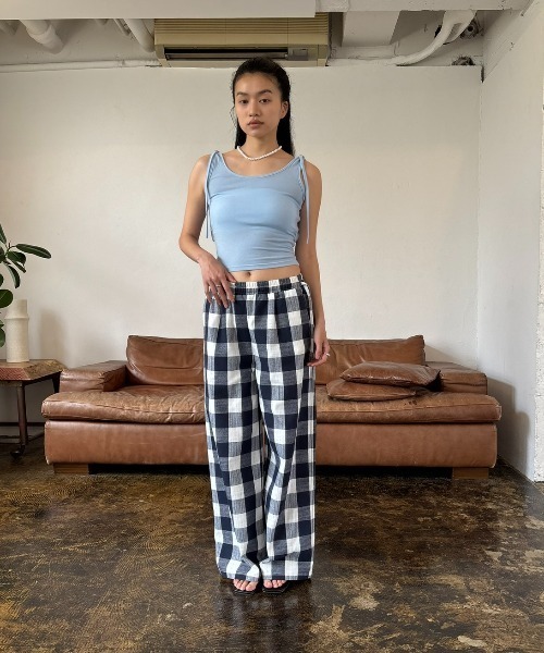 FUULLY STUDIO（フーリィーステューディオ）の「チェックタックイージーパンツ（その他パンツ・レディース・ネイビー/ブラック・FREE）」の9枚目の写真