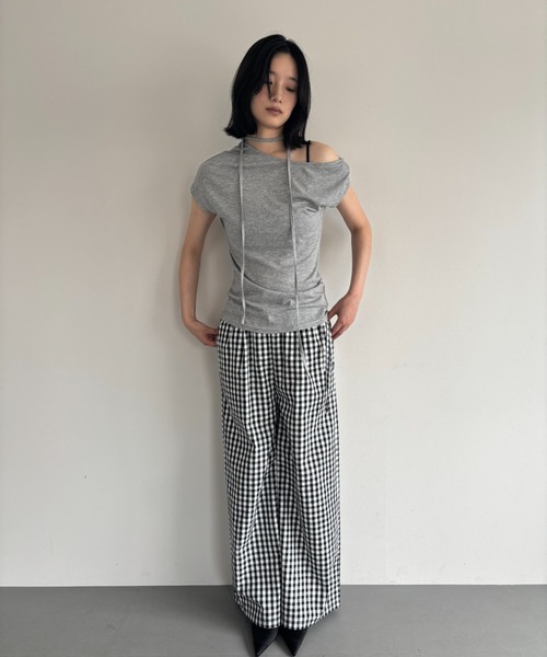 FUULLY STUDIO（フーリィーステューディオ）の「チェックタックイージーパンツ（その他パンツ・レディース・ネイビー/ブラック・FREE）」の16枚目の写真