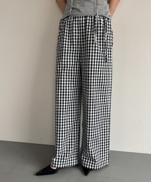 FUULLY STUDIO（フーリィーステューディオ）の「チェックタックイージーパンツ（その他パンツ・レディース・ネイビー/ブラック・FREE）」の14枚目の写真