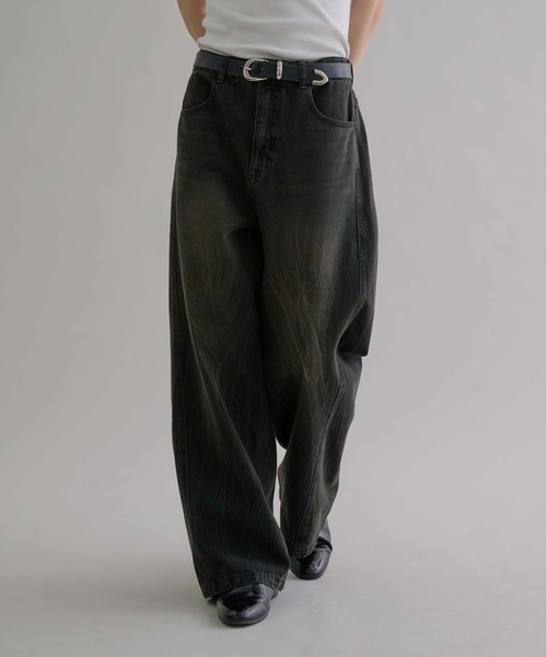 【epnok】 ボタンフライワイドデニムパンツ Lサイズ【現在完売品】 epnok ジーンズ 「EPNK」Button fly wide denim pants / ボタン